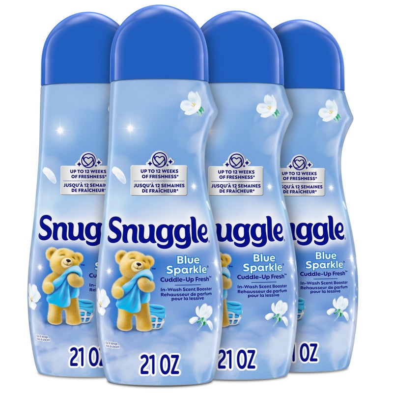 Snuggle In Wash Scent Booster Blue Sparkle 21 Ounce Pack of 4 Packaging May Vary